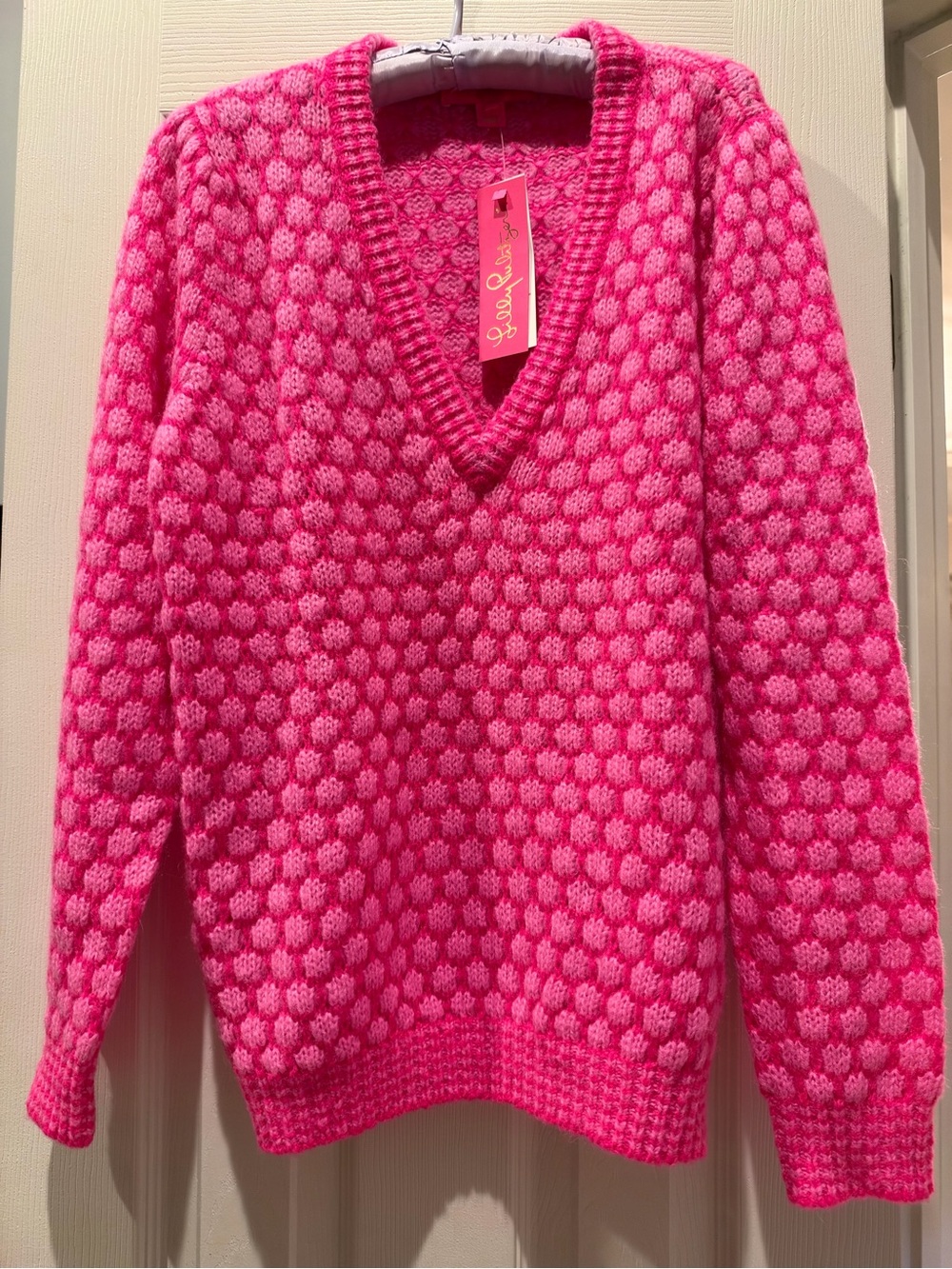 Hot Pink V-Neck Lilly Pulitzer Brista Women's Sweater